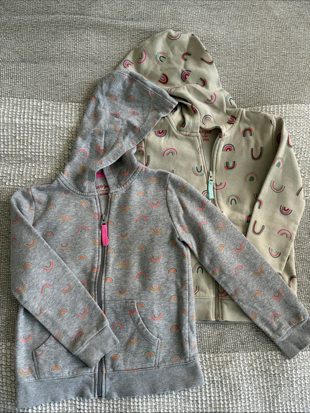 Two Cat & Jack Rainbow Zip Hoodies - Gray & Beige